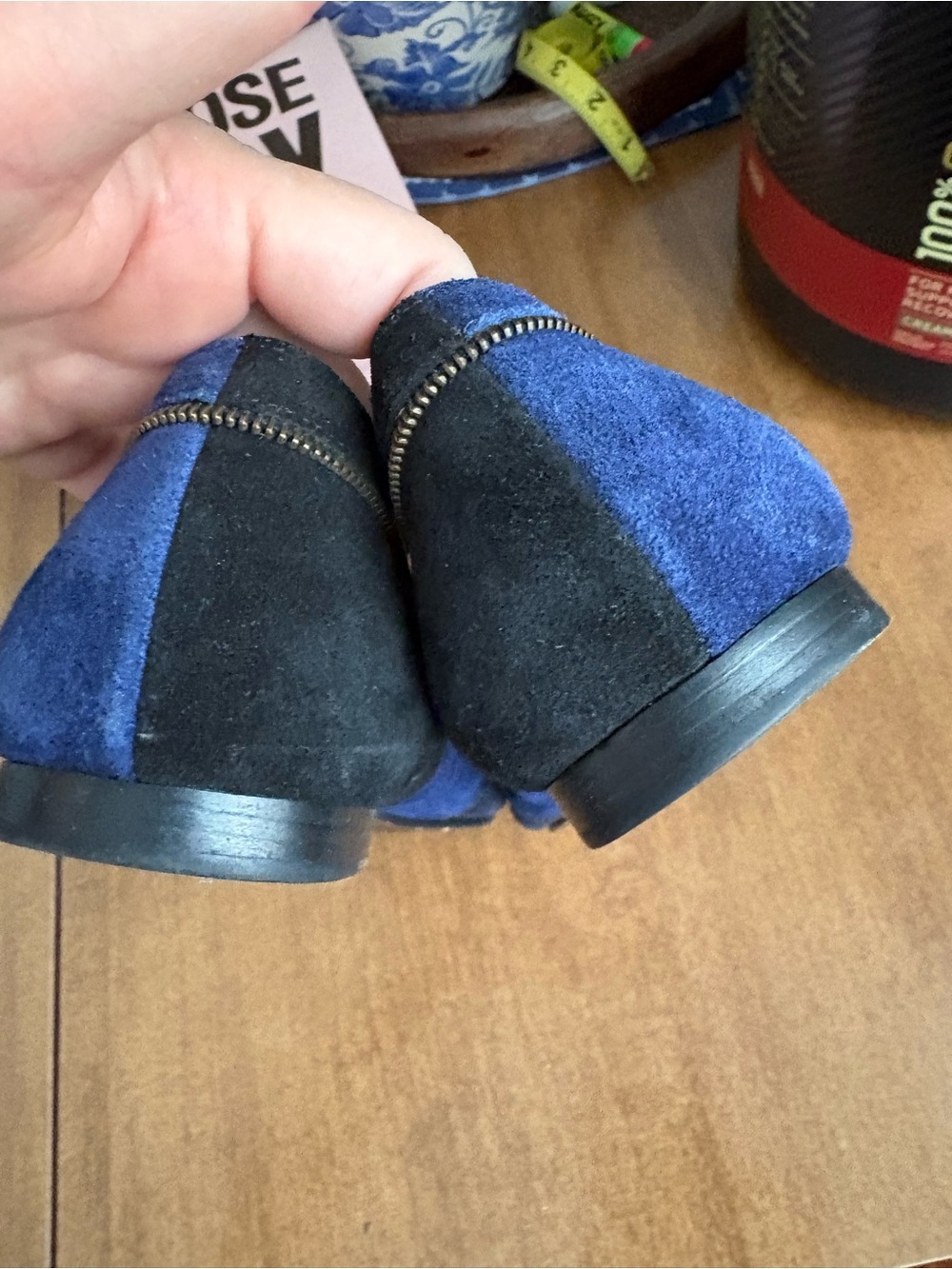 Marc by Marc Jacobs Blue and Black Suede Patchwork Ballet Flats - Picture 3 of 6